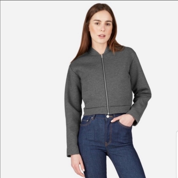 Everlane Gray Street Fleece Bomber Jacket Large - Picture 1 of 13